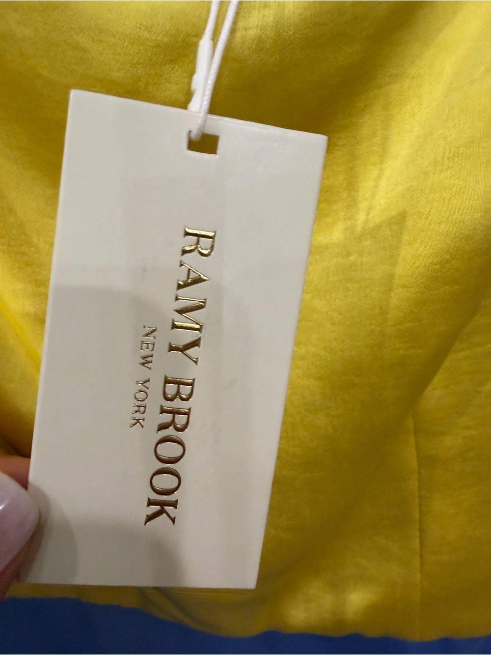 Ramy Brook Yellow & Light Blue Satin Colorblock Midi Skirt - Picture 7 of 9